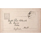 1896 Bilhete Postal Inteiro D. Carlos Cinzento-violeta 20 r. enviado de Lisboa para Herts, Inglaterra 1