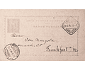 1896 Portugal Bilhete Postal Inteiro D. Carlos Cinzento-violeta 20 r. enviado de Lisboa para Frankfurt, Alemanha