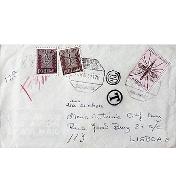 1962 Portugal Porteado Carta enviada de Luanda para Lisboa