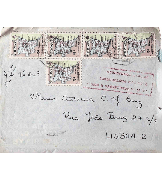 1962 Angola Flâmula Publicitária Carta enviada para Lisboa
