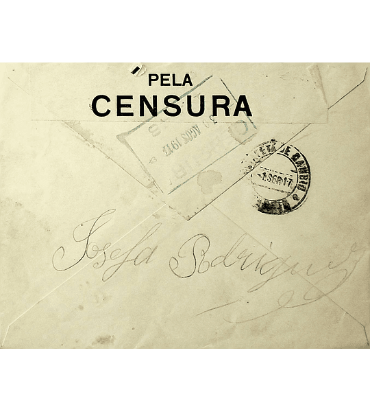 Portugal 1917 Censura Postal 1ª Guerra Mundial Carta enviada do Porto para Madrid