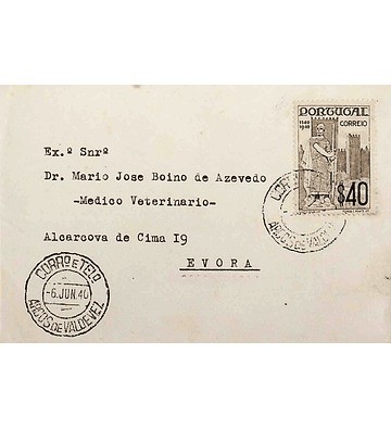 1940 Portugal Carta enviada de Arcos de Valdevez para Évora
