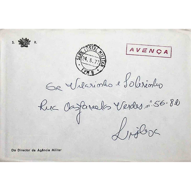 1977 Carta do Serviço Postal Militar EPM 9