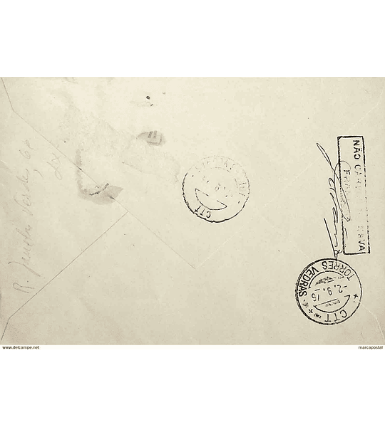 1975 Carta Reexpedida de Torres Vedras c/ etiqueta de Registo