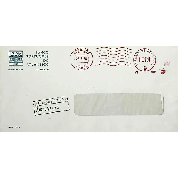 1976 Carta Registada enviada de Lisboa