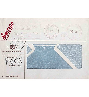 1976 Carta Registada enviada do Porto (Asprela)