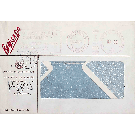 1976 Portugal Carta Registada enviada do Porto (Asprela)