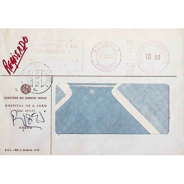 1976 Carta Registada enviada do Porto (Asprela)