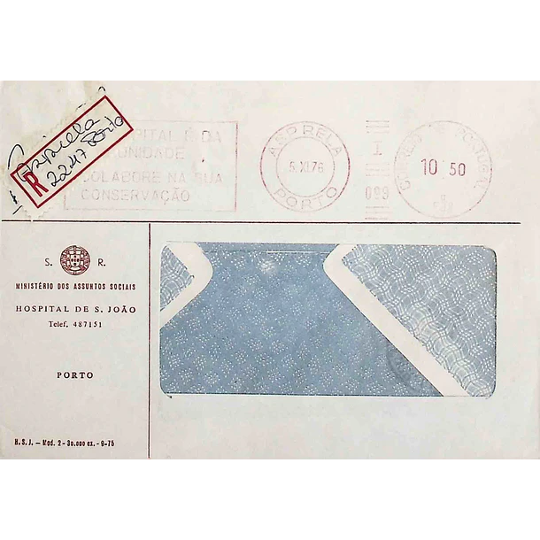 1976 Carta Registada enviada do Porto (Asprela)