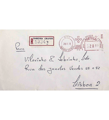 1978 Portugal Carta registada enviada da Marinha Grande