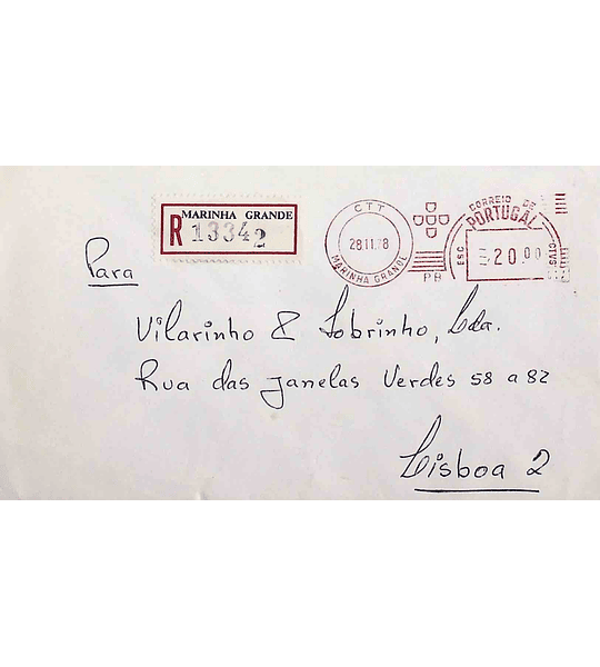 1978 Carta registada enviada da Marinha Grande