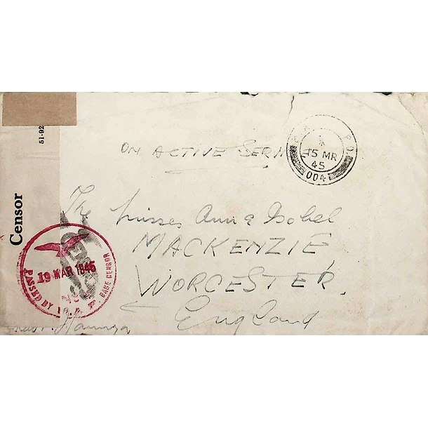 1945 Carta do Serviço Postal da Royal Air Force nos Açores