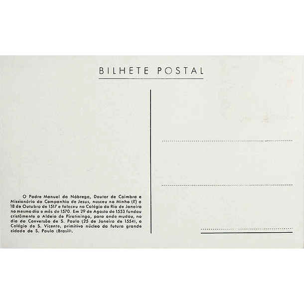 1954 Postal Máximo 4º Centenário da Fundação da Cidade de São Paulo