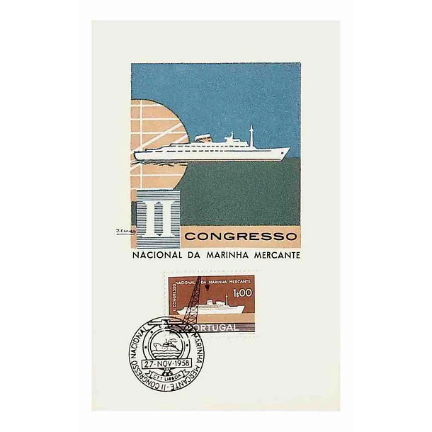 1958 Postal Máximo 2º Congresso Nacional da Marinha Mercante