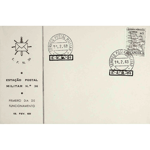 1969 Angola Inauguração da Estação Postal Militar n.º 36