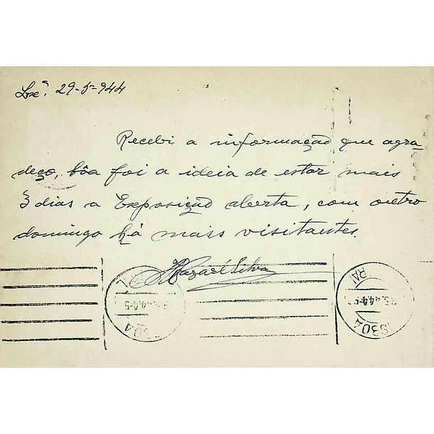 1944 Carimbo Comemorativo Exposição Filatélica