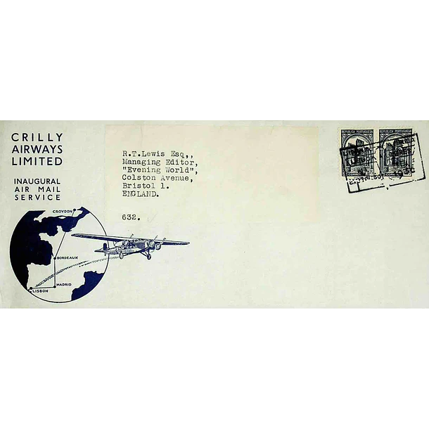 1936 1º Voo Crilly Airways Lisboa-Londres