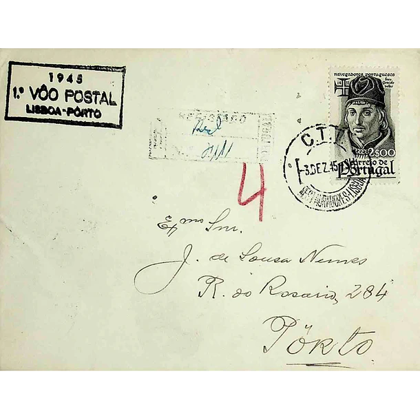 1945 1º Voo Postal Lisboa-Porto