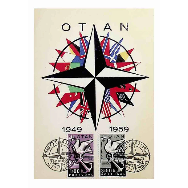1960 Postal Máximo 10º Aniversário da Nato