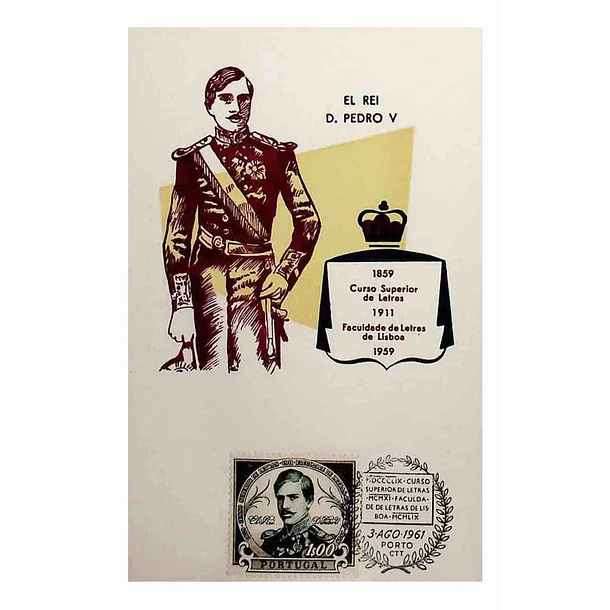 1961 Postal Máximo Centenário da Fundação da Faculdade de Letras da Universidade de Lisboa
