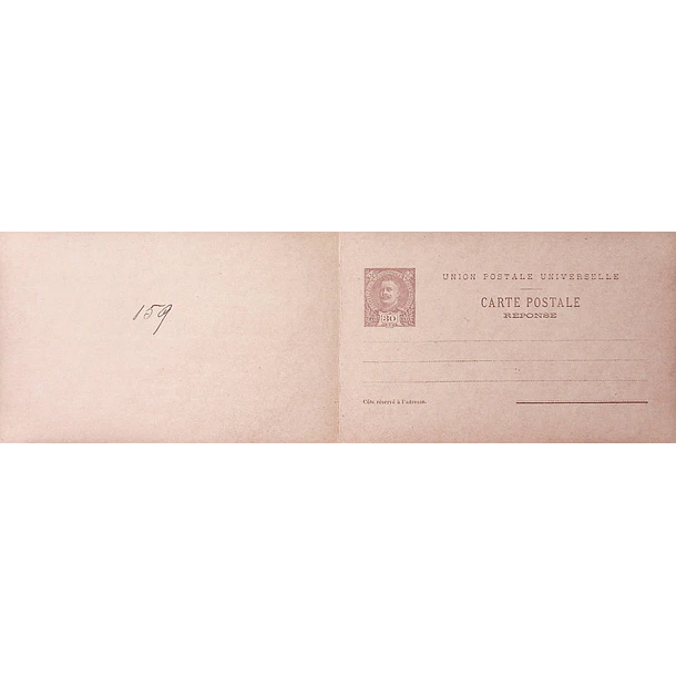 1899 Bilhete Postal Inteiro D. Carlos 30 r. + 30 r. Castanho enviado de Lisboa para La Chaud de Fonds