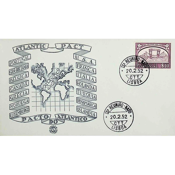 1952 Portugal Carimbo Comemorativo 9º Reunião da Nato