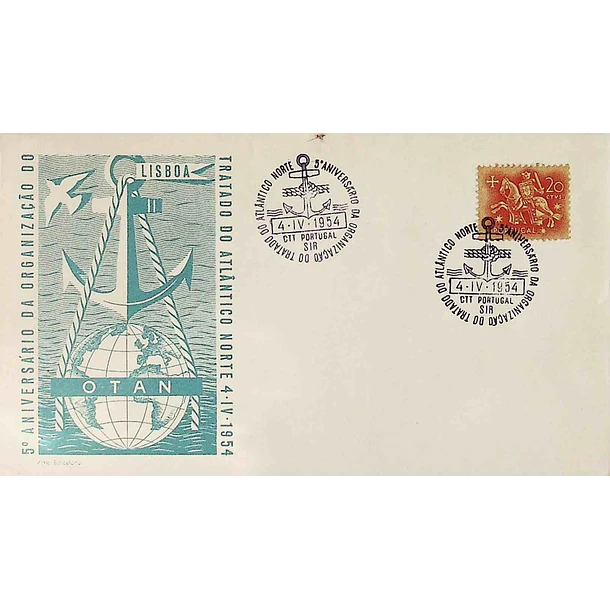 1954 Carimbo Comemorativo do 5º Aniversário da NATO