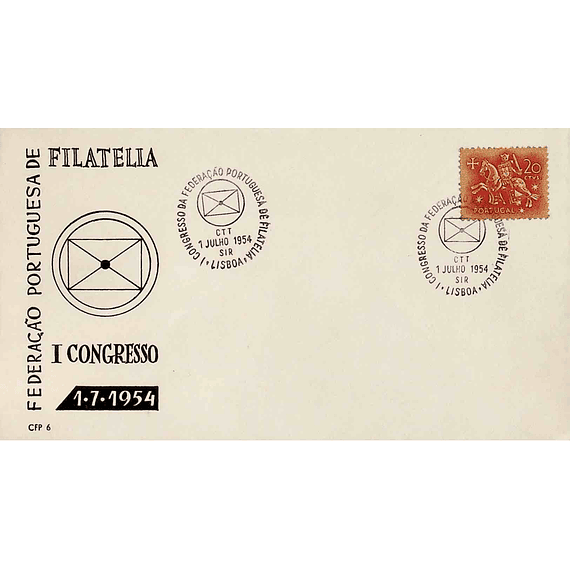 1954 Carimbo Comemorativo do 1º Congresso da Federação Portuguesa de Filatelia