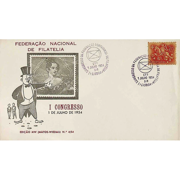 1954 Carimbo Comemorativo do 1º Congresso da Federação Portuguesa de Filatelia