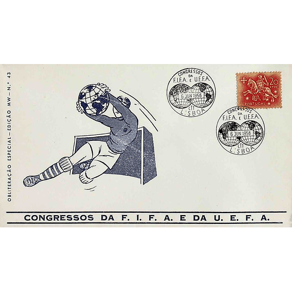 1956 Carimbo Comemorativo dos Congressos da FIFA e da UEFA