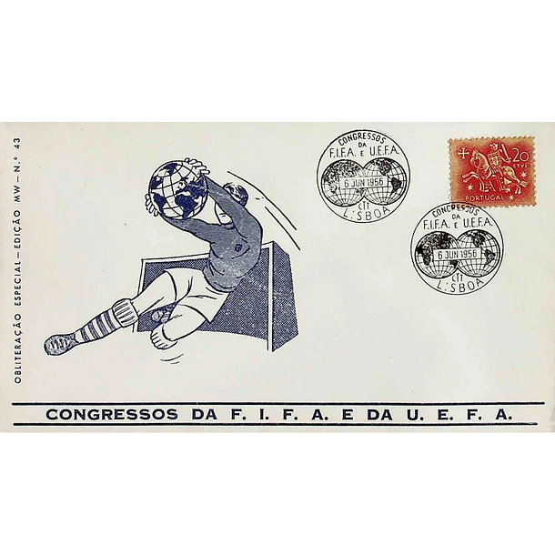 1956 Carimbo Comemorativo dos Congressos da FIFA e da UEFA