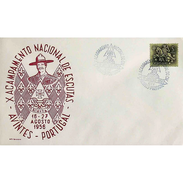 1956 Carimbo Comemorativo do 10º Acampamento Nacional do Corpo Nacional de Escutas
