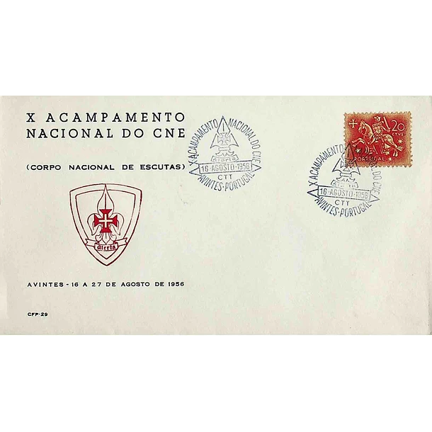 1956 Carimbo Comemorativo do 10º Acampamento Nacional do Corpo Nacional de Escutas