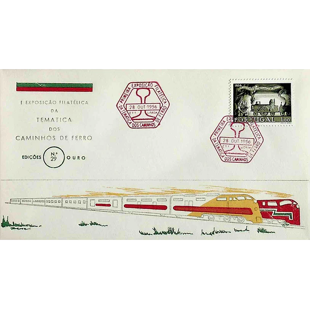 1956 Carimbo Comemorativo da 1ª Exposição Filatélica da Temática dos Caminhos de Ferro