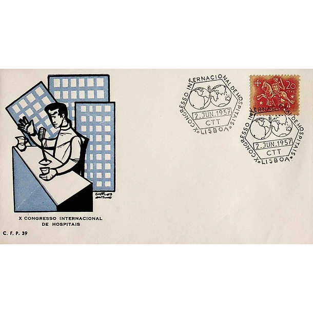 1957 Carimbo Comemorativo do 10º Congresso Internacional de Hospitais