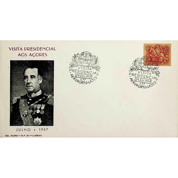 1957 Carimbo Comemorativo da Visita Presidencial aos Açores