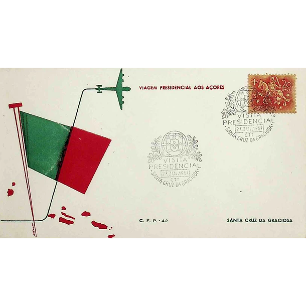 1957 Carimbo Comemorativo da Visita Presidencial aos Açores