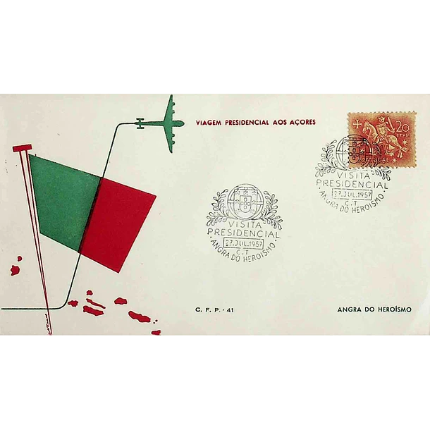 1957 Carimbo Comemorativo da Visita Presidencial aos Açores