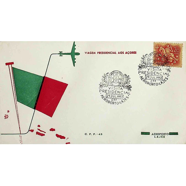 1957 Carimbo Comemorativo da Visita Presidencial aos Açores