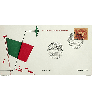 1957 Carimbo Comemorativo da Visita Presidencial aos Açores