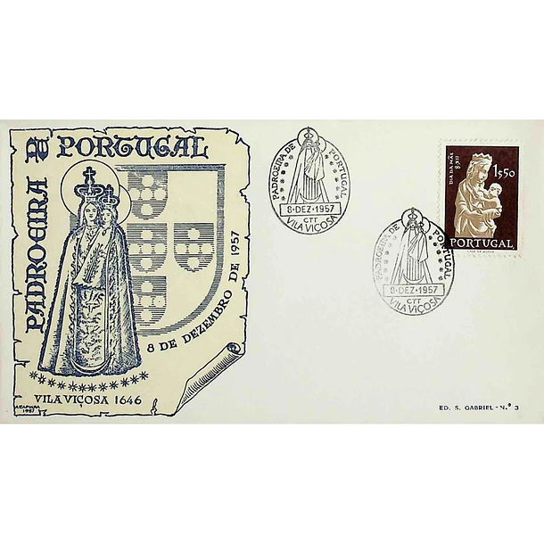 1957 Carimbo Comemorativo do Dia da Imaculada Conceição Padroeira de Portugal