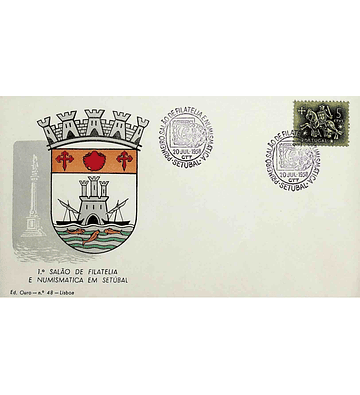 1958 Carimbo Comemorativo do 1ª Salão de Filatelia e Numismática de Setúbal