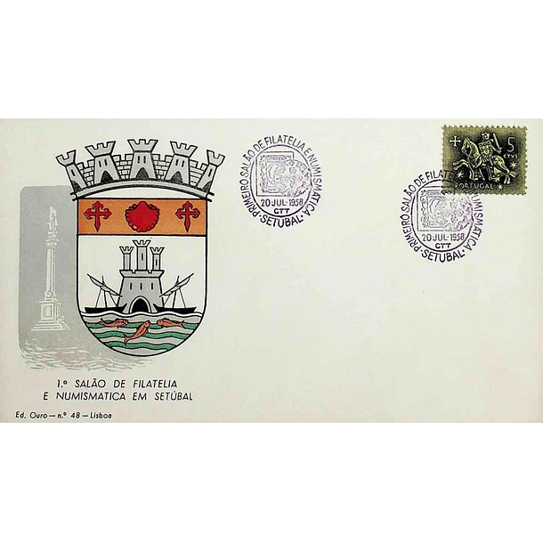 1958 Carimbo Comemorativo do 1ª Salão de Filatelia e Numismática de Setúbal