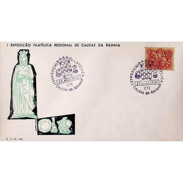 1957 Carimbo Comemorativo da 1ª Exposição Filatélica Regional de Caldas da Rainha