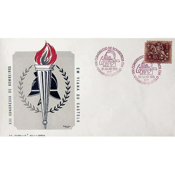 1958 Carimbo Comemorativo do 13º Congresso dos Bombeiros Voluntários