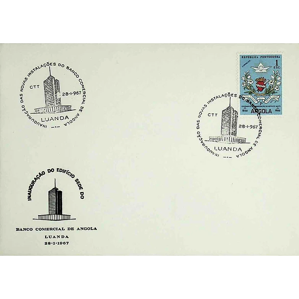 1967 Carimbo Comemorativo da Inauguração das Novas Instalações do Banco Comercial de Angola