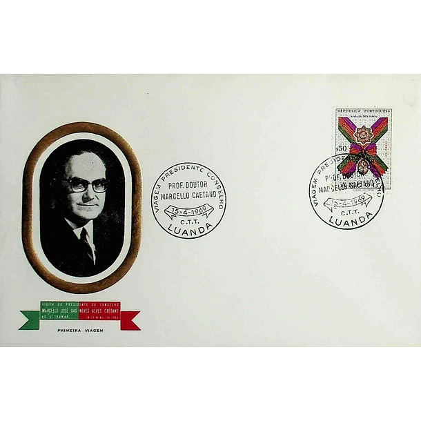 1969 Carimbo Comemorativo da Viagem do Presidente do Conselho Prof. Doutor Marcello Caetano