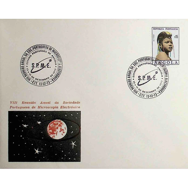1973 Carimbo Comemorativo da 8ª Reunião Anual da Sociedade Portuguesa de Microscopia Electrónica