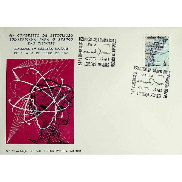 1968 Carimbo Comemorativo do 66º Congresso da Associação Sul Africana para o Avanço das Ciências