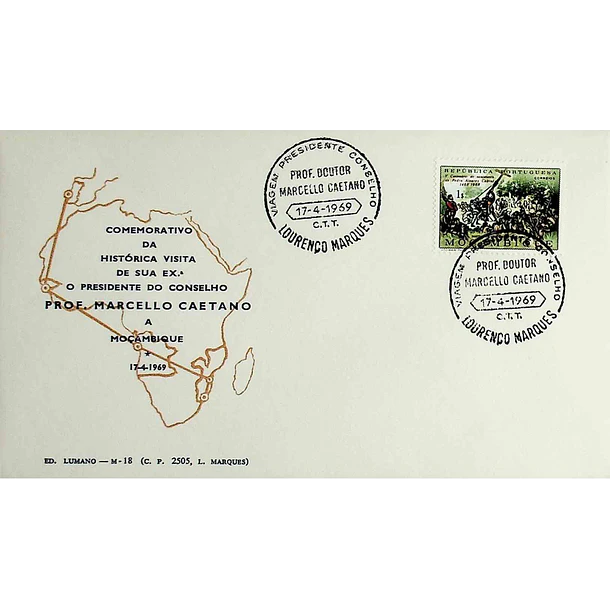 1969 Carimbo Comemorativo da Viagem do Presidente do Conselho Marcello Caetano